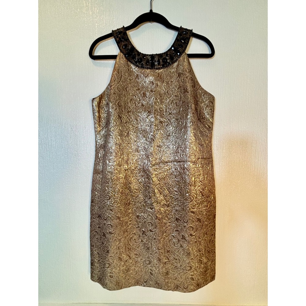Eliza J Metallic Brocade Jeweled Party Dress Size 12